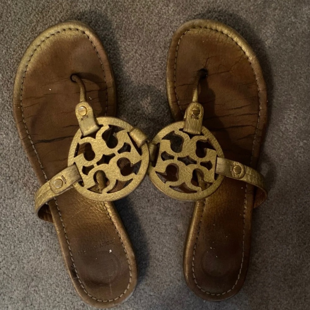 Tory Burch gold miller sandals - used